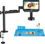 Tomlov tm4k-af flex 4k automatinio fokusavimo skaitmeninis mikroskopas hdmi, 8 colių ips monetų didinimas 2000x, 52mp mikroskopo kamera litavimui, su lanksčia rankena, daugiafunkcinis litavimo kilimėlis, žiedinė lempa, 64gb kortelė