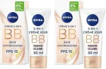 Nivea 5in1 Drėkinamasis ir spalvinantis Bb kremas Spf 15, &scaron;viesus atspalvis, 2 x 50 ml