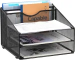 Easypag 5 skyrių a4 metalinis biuro stalo organizatorius dokumentų laikiklis failų dėklas žurnalų laikiklis lai&scaron;kų dėklas popieriaus žurnalų organizatorius, juodas