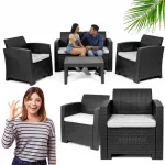 Lauko baldų komplektas Sodo baldų komplektas Sofa Foteliai Ir Staliukas pilnas komplektas 4 asmenims
