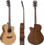 Soldin 40 colių akustinė gitara, auk&scaron;čiausios kokybės eglės vir&scaron;utinė dalis, cutway acustica guitarra rinkinys su dėklu, gitaros stovu, derintuvu, dirželiu, kapodasteriu, stygomis, valymo &scaron;luoste ir kirtikliais (natūrali)