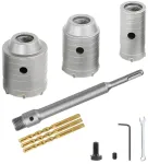 3 betono grąžtų rinkinys 30/40/50 mm su prailginimu, apvalus kotas Sds Plus 350 mm, gręžimo karūna, lizdai, tu&scaron;čiaviduris grąžtas cementui, akmens sienai, mūrui, plytelėms, oro kondicionavimo vamzdžiui