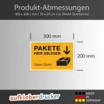 Stempel-fabrik Siuntų Pristatymo Ženklas &ndash; Siuntų Saugojimo Vieta &ndash; Ženklinimas Siuntų Pristatymui &ndash; Siuntų Padėjimo Ženklinimas &ndash; Įspėjamasis Ženklas Siuntoms &ndash; (signalo Geltonumo) &ndash; (300 x 200 x 4)