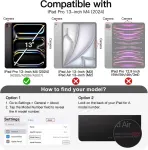 Jetech dėklas, skirtas ipad pro 13 colių m4 (2024) su ra&scaron;iklio laikikliu, skaidrus permatomas galinis dangtelis, plonas stovas, atsparus smūgiams plan&scaron;etinio kompiuterio dėklas, automatinis pažadinimas/užmigdymas (space pilkas)