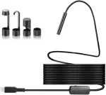 Pofet endoskopinė kamera su &scaron;viesa, 1080p wifi endoskopinė kamera mobiliajam telefonui su &scaron;viesa, vandeniui atspari ip67 inspekcinė kamera, suderinama su ios sistema su 5 metrų pusiau standžiu kabeliu