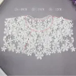Yurosiay siuvinėtų nėrinių apykaklė, netikra apykaklė, eleganti&scaron;ka nėriniuota nerta apykaklė, įsiuvama apykaklė, nėrinių gėlės, siuvinėta nėrinių apykaklė, aplikacijos nėrinių apykaklė siuvimui, Baltas 1#