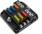 Kaolali 6 krypčių saugiklių laikiklis, automobilinis saugiklių blokas ato 12v/24v, ato saugiklių blokas automobilinis saugiklių blokas su teigiamais/neigiamais poliais su led ekranu automobiliui, valčiai, sunkvežimiui, rv, furgonui