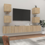 TV staliukas Televizoriaus spintelių komplektas, 6 dalių, ąžuolo, mediena