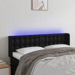 Galvūgalis su LED, juodos spalvos, 147x16x78/88cm, dirbtinė oda