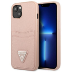 Apple iPhone 13 Guess dėklas Saffianotriangle Logo Cardslot (GUHCP13MPSATPP) rožinės spalvos
