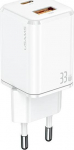 USAMS laidinis įkroviklis 1xUSB-C + 1xUSB T43 33W (only head) PD3.0 + QC3.0 Fast Charging baltos spalvos CC144TC02