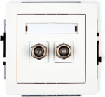 Karlik DECO dvigubo tipo antenos lizdas F nikelis padengtas balta (DGF-2)