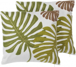 Beliani Lumarko 2 medvilninės dekoratyvinės pagalvės su lapeliais 45 x 45 cm žalia ZENOBIA!