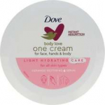 Dove Light Hydrating Kreminis Cara Cuerpo y Manos, 250 ml
