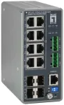 &Scaron;akotuvas Level One LevelOne TURING 12 prievadų L3 Lite valdomas pramoninis gigabitinio tinklo komutatorius, 8 PoE i&scaron;ėjimai, 240 W, 802.3at/af PoE, 4 x SFP, nuo -40 &deg;C iki 75 &deg;C, valdomas, L3, Gigabit Ethernet (10/100/1000), Power over Ethernet (PoE)
