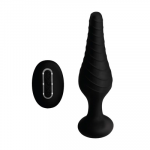 XR Brands Silicone Plug with Remote Control, 10 Vibration Modes, Juodas