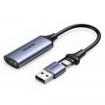 Ugreen CM489 40189 HDMI Adapteris (Female) - USB-A / USB-C (Male) - pilkos spalvos