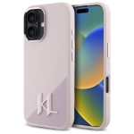 Karl Lagerfeld KLHMP16SSCMKMPCP Apple iPhone 16 6.1" dėklas telefonui rožinės spalvos Silikoninis Shadow Metal Initial MagSafe