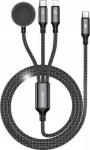 Awei kabelis W23 3w1 usb-c/lightning/laikrodis 100W/10W/2.5W juoda/juodas