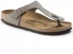 Birkenstock Gizeh Birko-Flor Nubuck Stone vyri&scaron;kos &scaron;lepetės per pir&scaron;tą, plati pėda, pilkos (43391)