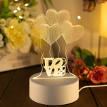 Lampka nocna cztery serca 3D Extralink Home, iluzja optinė do sypialni USB