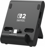 HORI - dvigubas USB &bdquo;PlayStand&ldquo;, skirtas &bdquo;Nintendo Switch 2&ldquo; - tamsiai pilkas