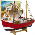 Model Medinis dekoratyvinis žvejybos laivas 30x26 cm