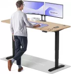 Elektrinis Reguliuojamo: Auk&scaron;čio stalas Desktronic HomePro Bambukas/Juodas, 180x80cm, Dvigubas motoras, USB ir USB-C įkrovimo lizdai