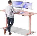 Elektrinis Reguliuojamo: Auk&scaron;čio stalas Desktronic HomePro Rožinis/Rožinis, 200x80cm, Dvigubas motoras, USB ir USB-C įkrovimo lizdai