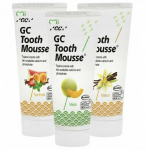 Remineralizuojanti dantų pasta be fluoro GC Mousse vanilės, melionų ir tutti skonių, 35 ml, 3 vnt.