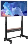 TV staliukas Riedantis TV stovas, mobilus TV vežimėlis 55-100 colių televizoriams, reguliuojamo auk&scaron;čio TV stovas, grindų TV stovas su ratukais
