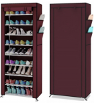 Uždengiama surenkama medžiaginė batų lentyna, spinta Happy people M-41, raudona