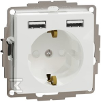 Schneider Electric Ki&scaron;tukinis lizdas SCHNEIDER Sedna Design, su užsklanda + 2 USB, 4A, baltas; SDD111052