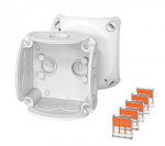 Hensel 62000451 Jungiamoji dėžutė 84x84x55 mm su membraniniais sandarikliais, 5 gnybtai, COMPACT, &bdquo;wago&ldquo;, pilka, IP 66, DK 0102 WZ, 62000451