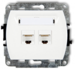 Karlik Elektrotechnik GK-2 TREND Dvigubi kompiuterio lizdai 2xRJ45, kat. 5e, 8 kontaktų baltas GK-2