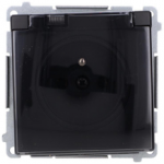 Kontakt Simon BMGZ1B.01/49A Simon Basic Ki&scaron;tukinis lizdas su įžeminimu, IP44 (modulis) 16A, 250V, varžtiniai gnybtai, transp. juoda BMGZ1B.01/49A