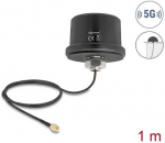 Delock 5G LTE GNSS WiFi 6 Antenne SMA Stecker 1,9 - 3,3 dBi omnidirektional mit Anschlusskabel ULA100 1 m Dachmontage outdoor juodas