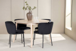 Venture Design Valgomojo komplektas Flora stalas ir Edina kėdės 120 cm balintos medienos ir juodos medienos