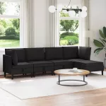 Sofa Svetainės baldų komplektas 5 vnt. Juoda Audinys