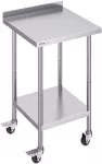 Nerūdijančio plieno darbastalis su ratukais 610x610x1005 mm. 3 auk&scaron;čio lygiai