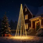 LED Kalėdų medis 385 cm 2460 LED &Scaron;ilta balta Plienas Juoda