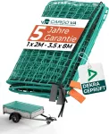 CargoVA priekabos krovinio tvirtinimo tinklas 2 x 4 m su kabliais Netz-Gr&uuml;n-2x4-m-Hak-Beutel