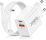 Lemsen 30 W USB-C tinklo įkroviklis su 2 m USB-C kabeliu, PD 3.0, YH-30WAC