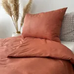 Fabsy mikropluo&scaron;to patalynės komplektas 140 x 200 cm su pagalvės užvalkalu 1 x 80 x 80 cm - kvėpuojantis antklodės užvalkalas, mink&scaron;ti antklodžių užvalkalai, auk&scaron;tos kokybės užtrauktukas - terakota - ramus miegamojo dizainas