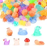 Brtnup 80 mini figūrėlių rinkinys i&scaron; dervos, &scaron;viečiantys gyvūnai, mažos gyvūnų figūrėlės, &scaron;viečianti antis, mini dervos varlė, vėžliai, zuikutis sodo dekoravimui, miniatiūrinis kra&scaron;tovaizdis, namų dekoravimas