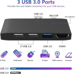 Surface Pro Usb dokstotelė, Bawanfa aliumininis Surface Pro 4/5/6 Usb 3.0 &scaron;akotuvas su 4k Hdmi, 1 x Usb 3.0 prievadas, 2 x Usb 2.0 prievadai, Sd/micro Sd kortelių skaitytuvas, skirtas Microsoft Surface Pro 4/5/6