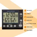 Honormeet skaitmeninis dvigubas virtuvės laikmatis, atgalinis/į vir&scaron;ų skaičiavimas, kasdienis drėgmės ir temperatūros rodymas, priminimo signalas, atmintis gaminimui, kepimui, skaitymui, susitikimams, kasdienėms treniruotėms (juodas)