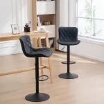 Kidol & Shellder baro kėdės, juodos, 2 vnt., pramoninės virtuvės, besisukančios, reguliuojamo auk&scaron;čio, su auk&scaron;ta atlo&scaron;o dirbtinės odos pagalvėle, greitas surinkimas