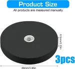 Nizirioo 3 neodimio magnetų rinkinys, padengtas guma, dideli, stiprūs magnetai, 88 mm skersmens, su M6 i&scaron;oriniu sriegiu ir mažu &scaron;e&scaron;iabriauniu raktu, 30 kg sukibimo jėgos, prisukami magnetai, skirti varžtams, kilpai ar kabliui