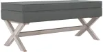 Daiktadėžė-taburetė, tamsiai pilka, 110x45x49cm, audinys